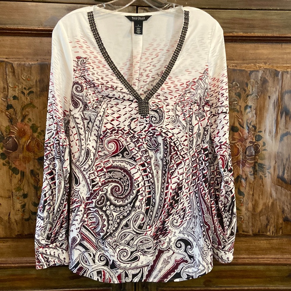 WHBM Red and Black Blouse